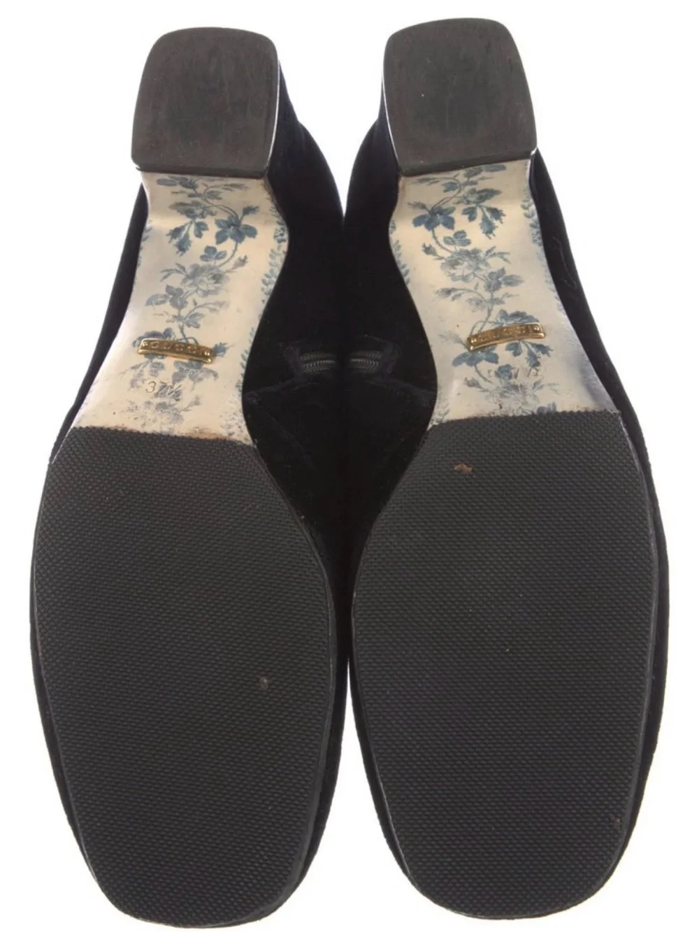 Gucci Black Velvet Ankle Boots with Gold Double GG - Picture 5 of 5